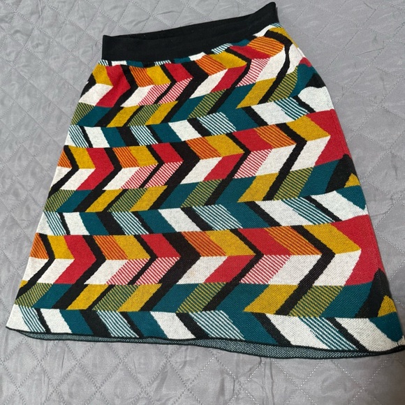 Anthropologie Maeve Size XS Multicolor Geometric Knit Knee Length Sweater Skirt - Picture 5 of 16